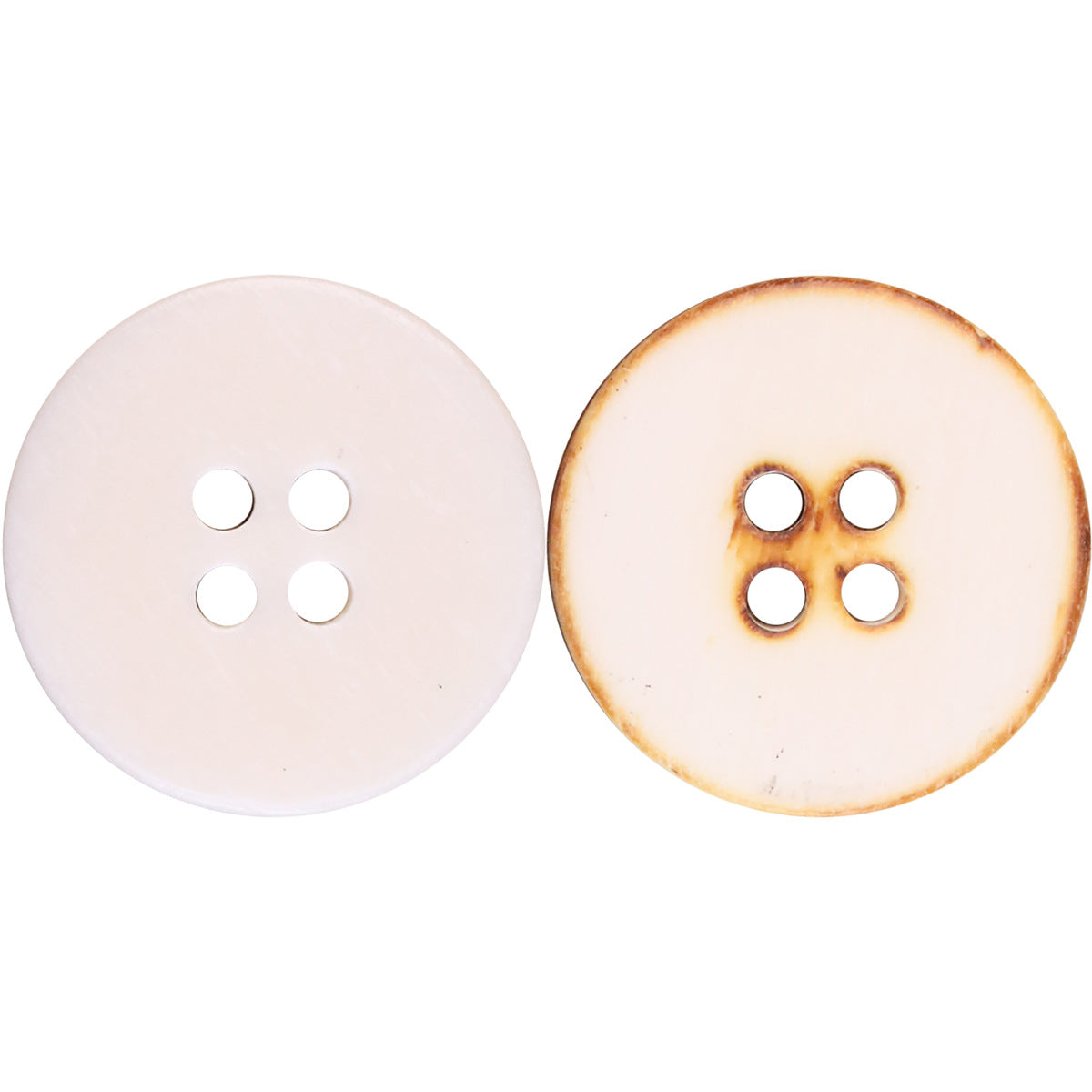 4-Loch Doppel-Flat Bone-Buttons, weiß & gebrannt-weiß, 30er Pack