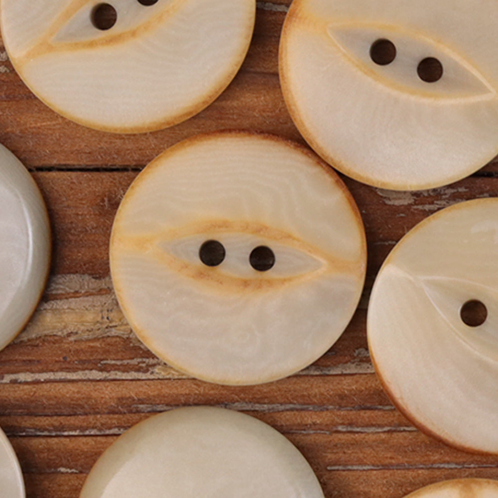 Light beige palm nut shell buttons with diamond stripe inlay, 2 holes