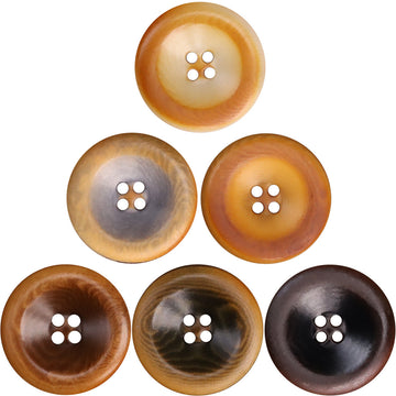 Brown retro burnished palm tree nut shell button, 4-hole design, 15–25mm size