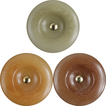 Flachrunde Fruchtknöpfe, dunkles Kaffeebraun mit goldfarbener Öse, 12er Set