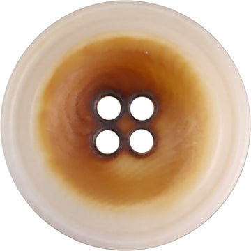 Burned white corozo button, 4-hole view, for coats and trousers