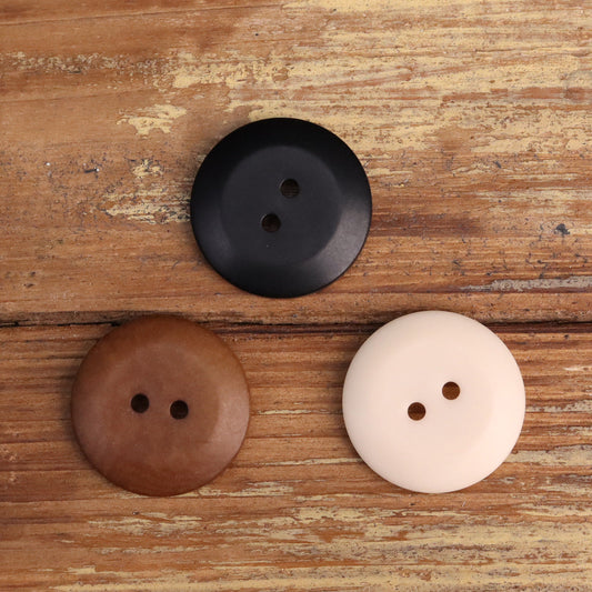 Red-Khaki Bowl-Shaped Two-Hole Corozo Buttons 25 Pack