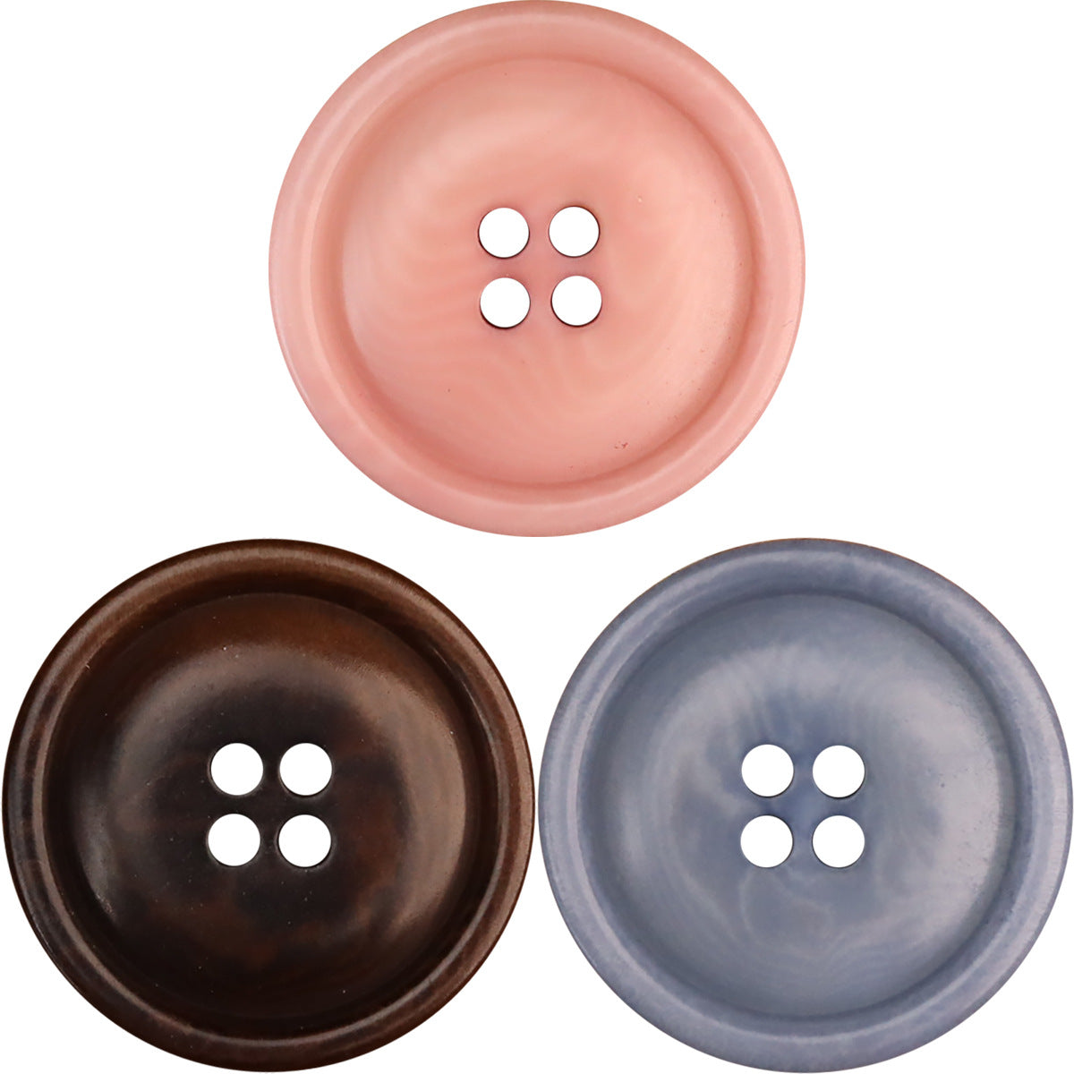 Pink corozo button, round, four holes