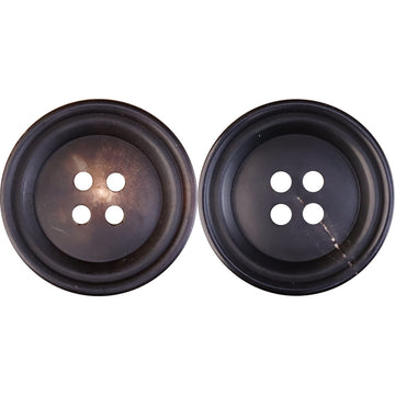 15-25mm matte double-circle horn-look buttons, 4-hole design, black/coffee set