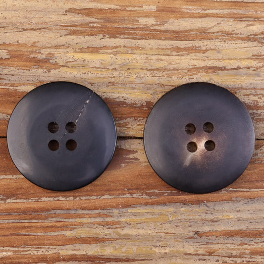 15-25mm Black Coffee Double-Circle Matte Retro Horn Buttons 25 Pack