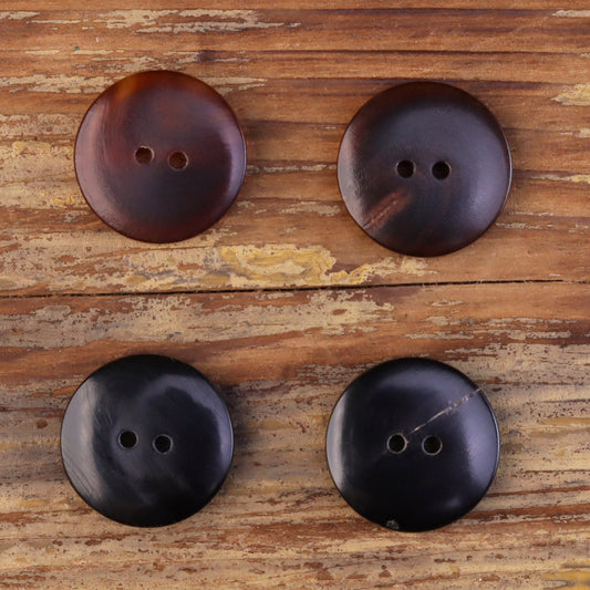 11.5-25mm Burnished Black Coffee Fish-Eye Horn Buttons 30 Pack