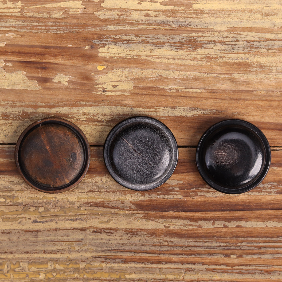 Coffee, gray, and black genuine horn blind coat buttons with blind shank inserts