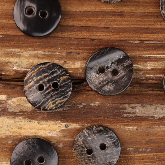 Retro Rough-Surfaced Natural Genuine Horn Two-Hole Buttons 30 Pack