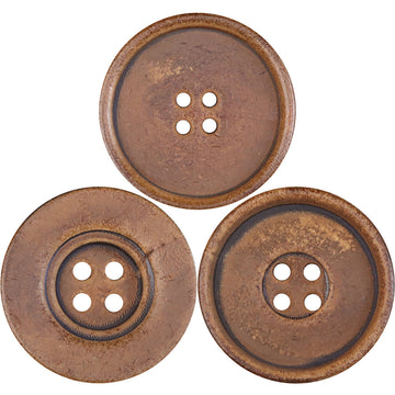Runde 4-Loch-Hornknöpfe, dunkelbraun, Used-Look, 25er Pack