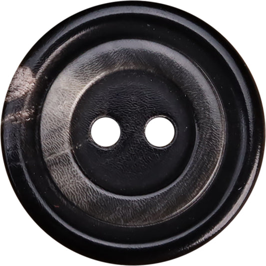 Silver-Gray Black Two-Hole Water Buffalo Horn Buttons 10pcs