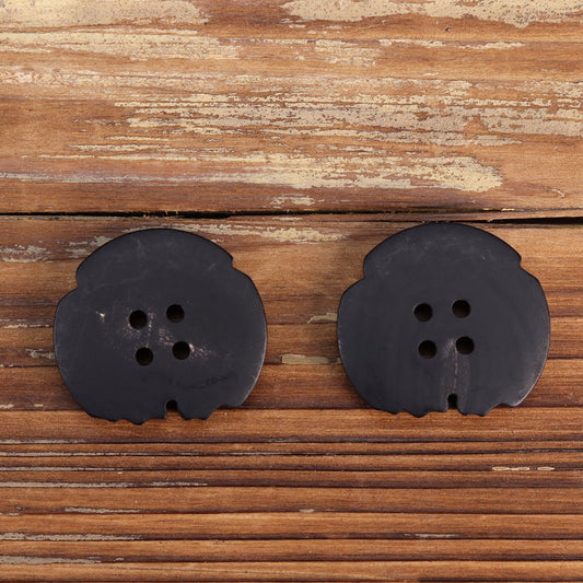 Irregular Ruins Style Frosted Teeth-Patterned Natural Horn Buttons 12pcs