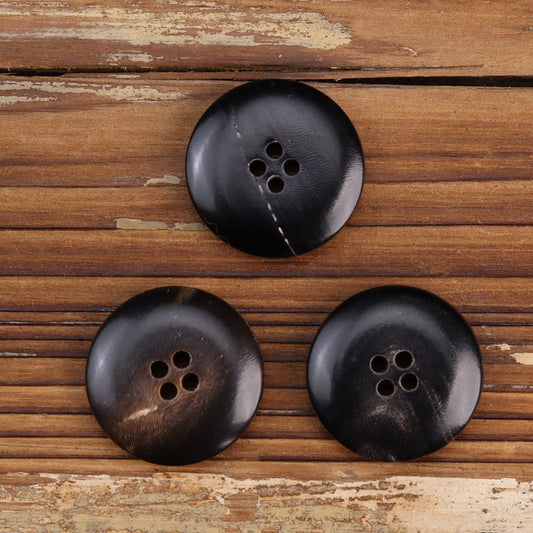 Burnished Black Dark Coffee Natural Horn Buttons 15 Pack (3 Colors)