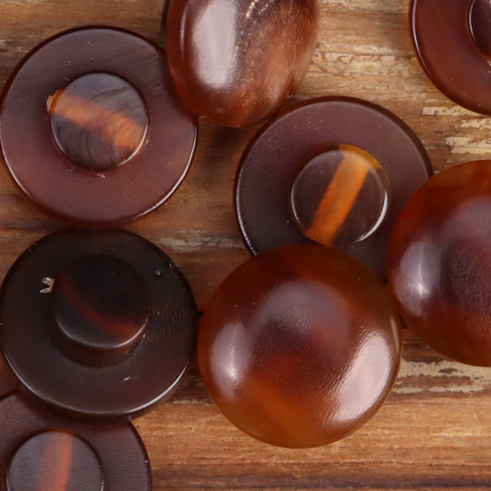 Qipao horn shank buttons mix: black and coffee, domed fronts with shank posts