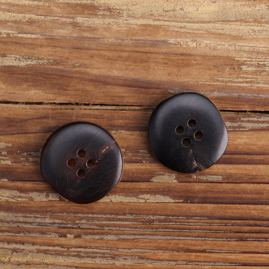 Black Coffee Irregular Shaped Burnished Horn Buttons 25 Pack (5 Sizes)