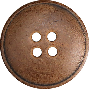 Horn buttons, yellowish-brown, four-hole design (set of 15)