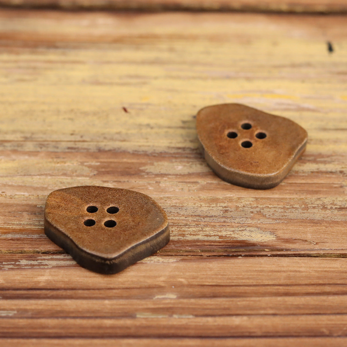 Burnt coffee irregular horn buttons with 4 holes