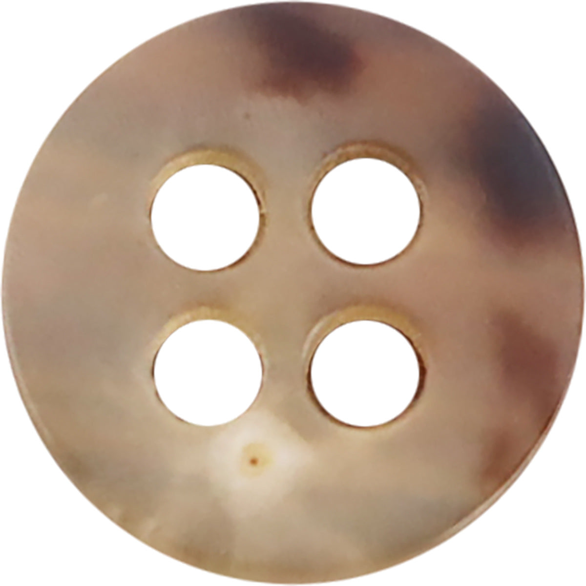 14 mm flacher runder Knopf, beige/dunkelbraun Look, 4 Löcher