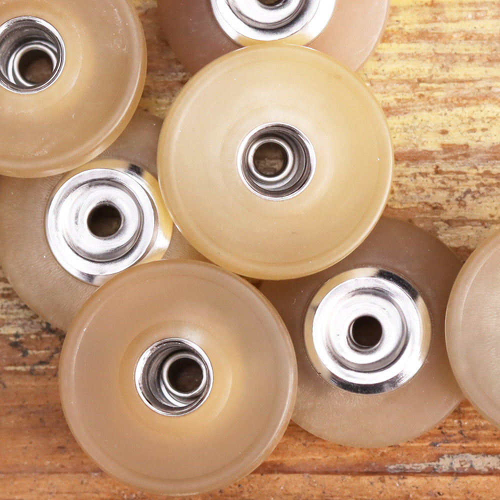 18mm matte horn rivet stud buttons, beige tones with silver metal rivet openings