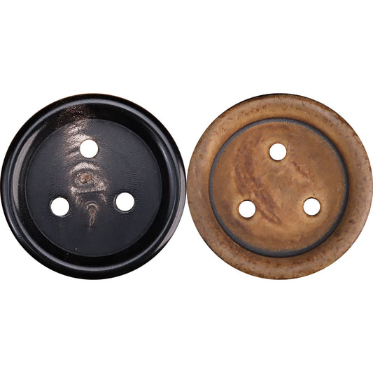 3-Hole Retro Black Yellowish-Brown Horn Buttons 10pcs