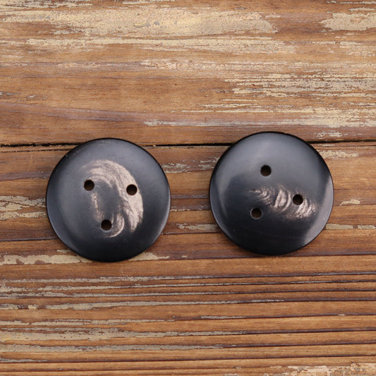 3-Hole Retro Black Yellowish-Brown Horn Buttons 10pcs