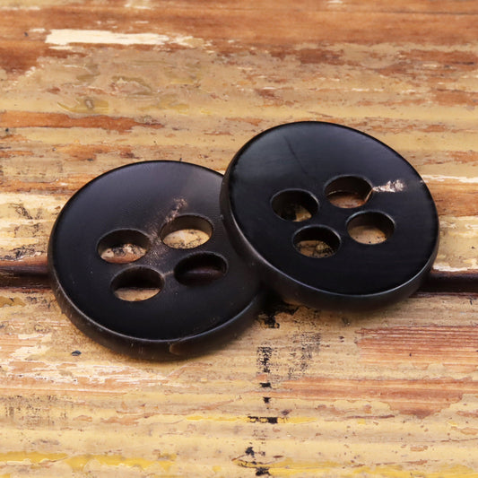 25MM Large-Eye Four-Hole Black Horn Buttons 20pcs