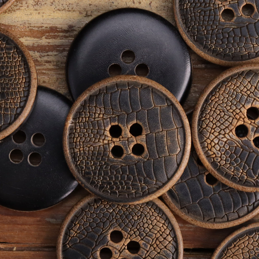 Set of four-hole horn-look buttons, Style A and B mixed designs.