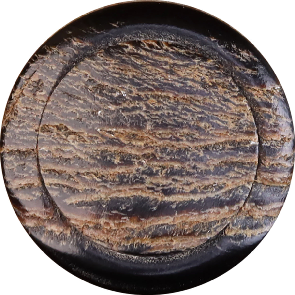 25MM faux horn coat button with irregular bark texture in dark blue-gray
