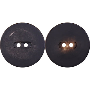 Zwei-Loch Retro-Hornknopf, schwarz, rund mit matter Struktur