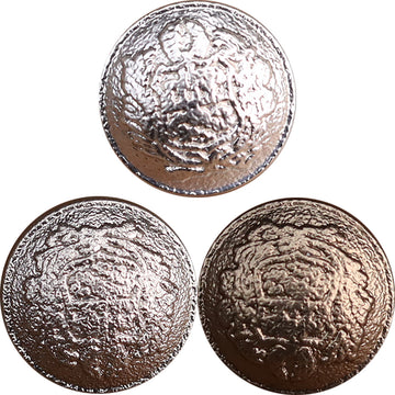 Vintage-Metallknöpfe (12 mm), mattes Silber mit Prägung auf der Vorderseite