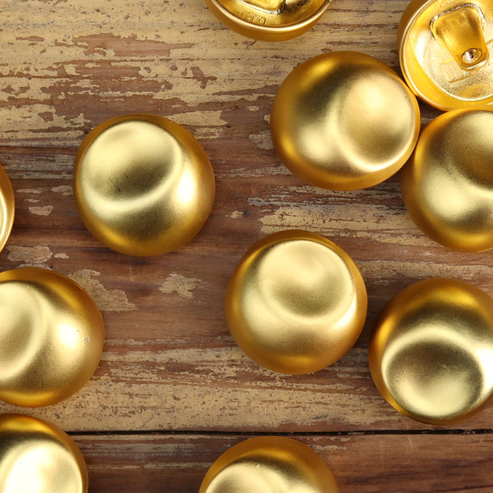 Shiny gold vintage metal buttons, multiple domed front faces