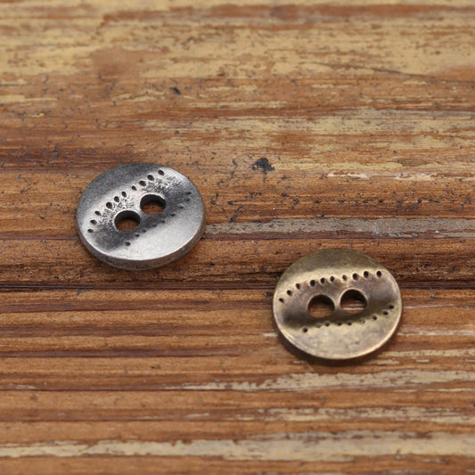 11.5mm Two-Hole Irregular Textured Metal Shirt Buttons 24 Pack