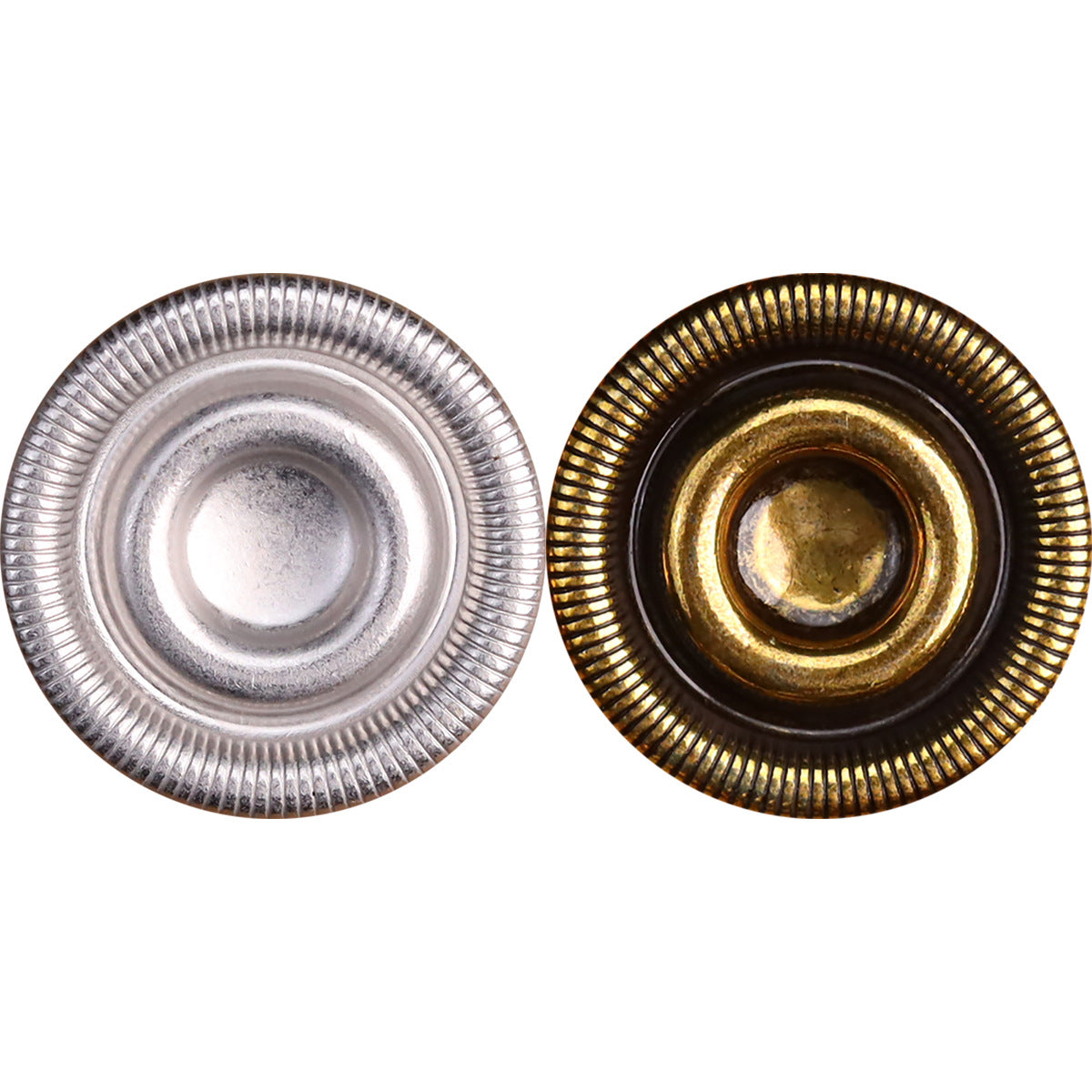 23-mm Metallknöpfe, antikes Silber mit geriffeltem Rand, Vorderseite