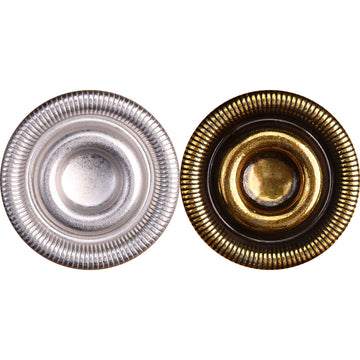 23-mm Metallknöpfe, antikes Silber mit geriffeltem Rand, Vorderseite