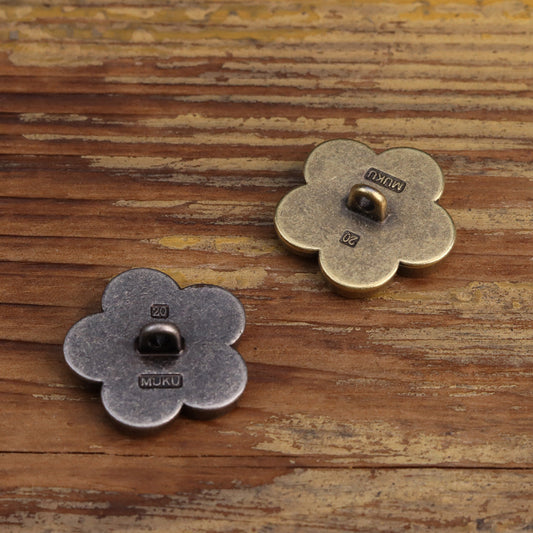 Vintage-Colored Silver Bronze Zinc Alloy Metal Flower Shank Buttons 12pcs