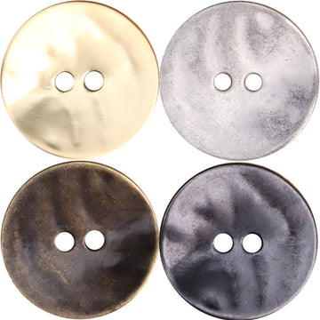 Zwei-Loch Metallknöpfe, 4 Farben: Gold, Silber, Antikbronze, Dunkelbraun/Schwarz