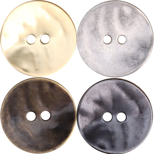 Thin Misty Gold Antique Bronze Metal Two-Hole Buttons 25 Pack