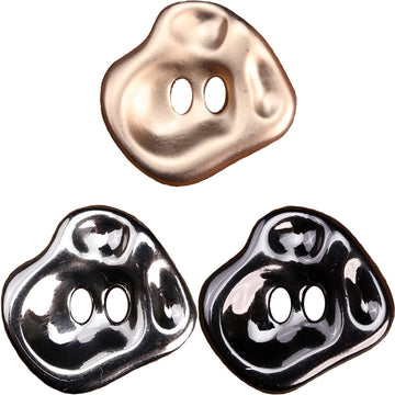 Irregular rose gold shiny two-hole metal button, zinc alloy