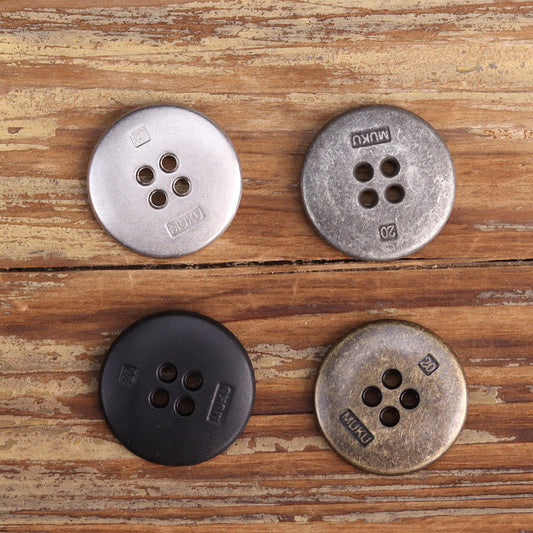 Antique Silver Bronze 4 Hole Metal Buttons for Men's Jackets 20 Pack