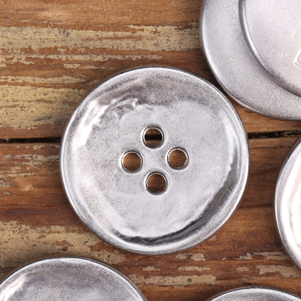 Antique silver 4-hole metal button for men's jackets