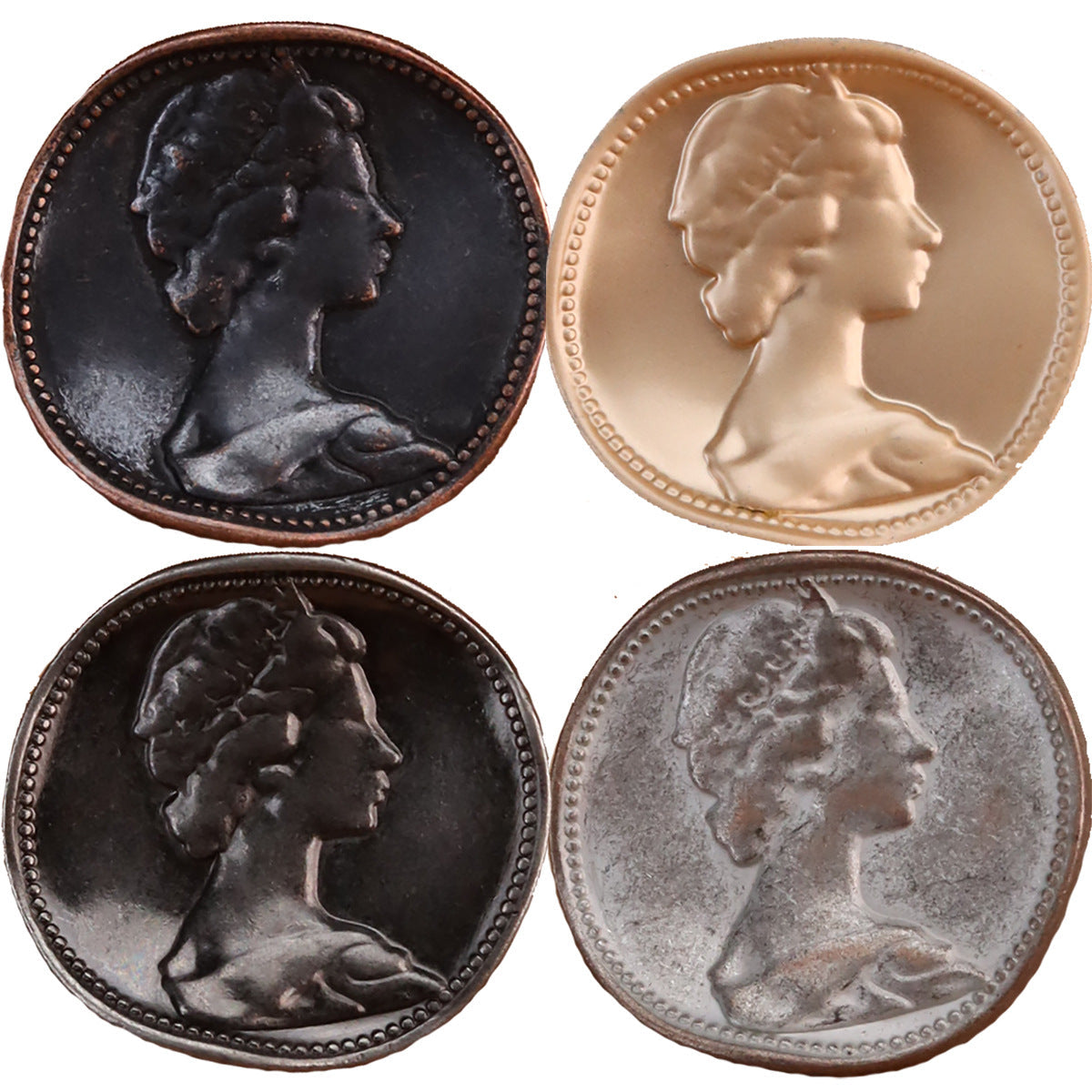 Vintage Beauty Metal-Schaftknöpfe, 18er Pack, dunkles Finish mit Damenporträt