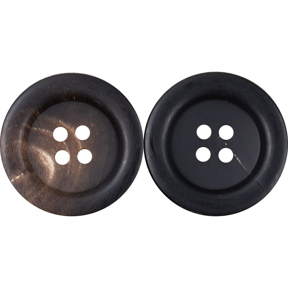 Black and deep coffee horn-style buttons, wide brim, 4-hole design
