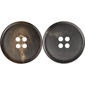 Matte black and coffee four-hole horn-style buttons, two-piece view