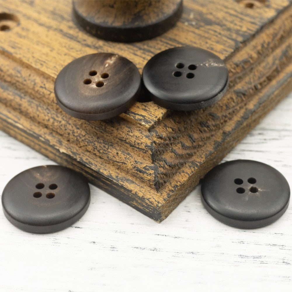 Matte black and coffee four-hole horn-style buttons, mixed set