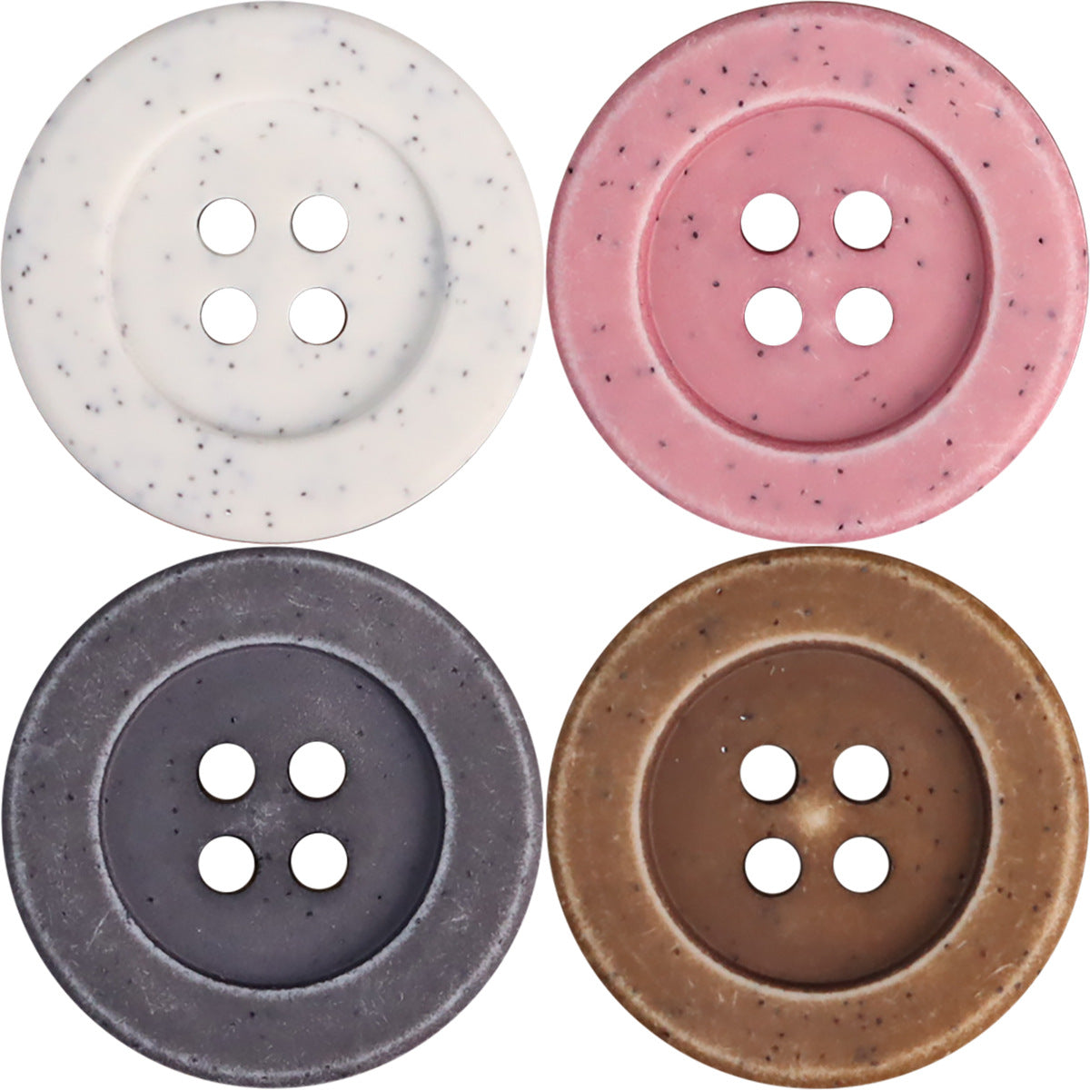 16–28mm distressed stone buttons: white, pink, dark gray, and coffee with 4 holes