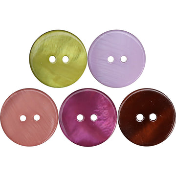Flache 2-Loch-Shell-Buttons: grün, lila, pink, braun – rund mit zwei Löchern