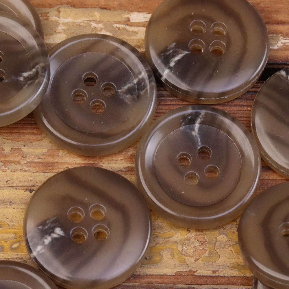 Imitation horn urea buttons, warm taupe & brown tones, 4-hole