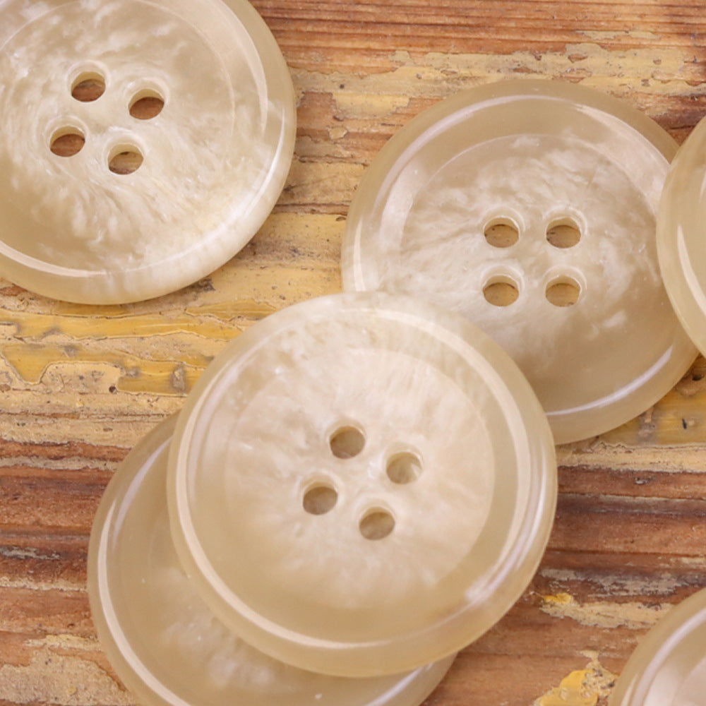 Imitation horn urea buttons, pale cream, 4-hole