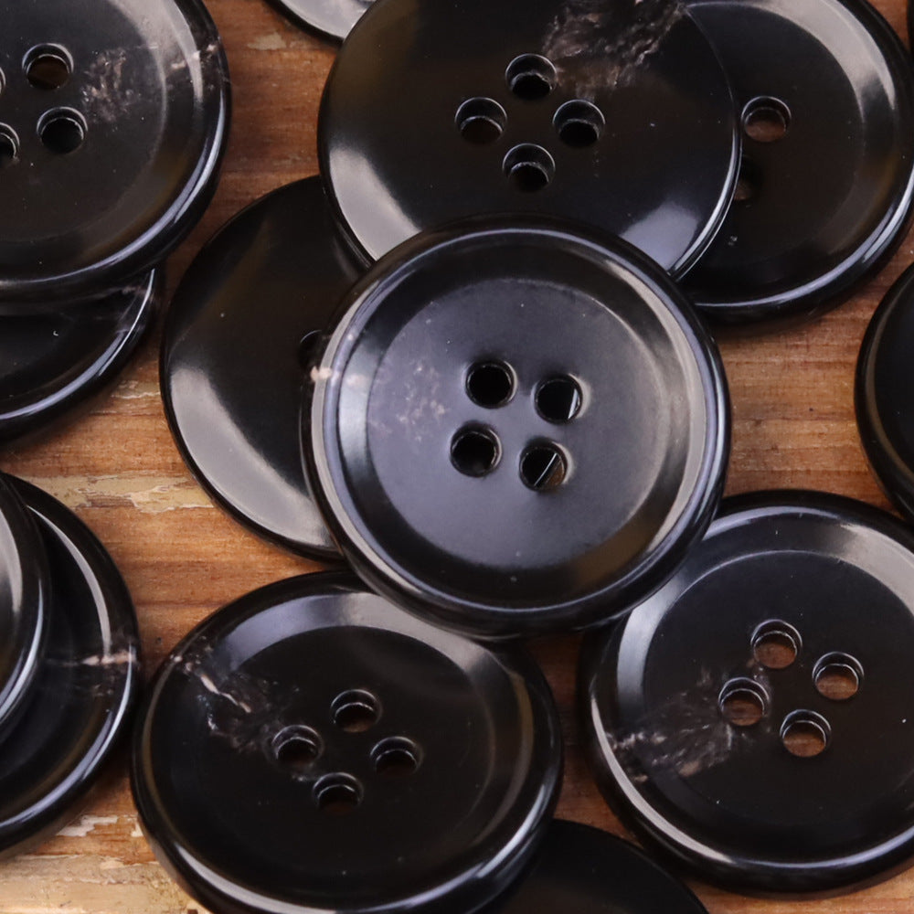 Imitation horn urea buttons, dark navy/black, 4-hole