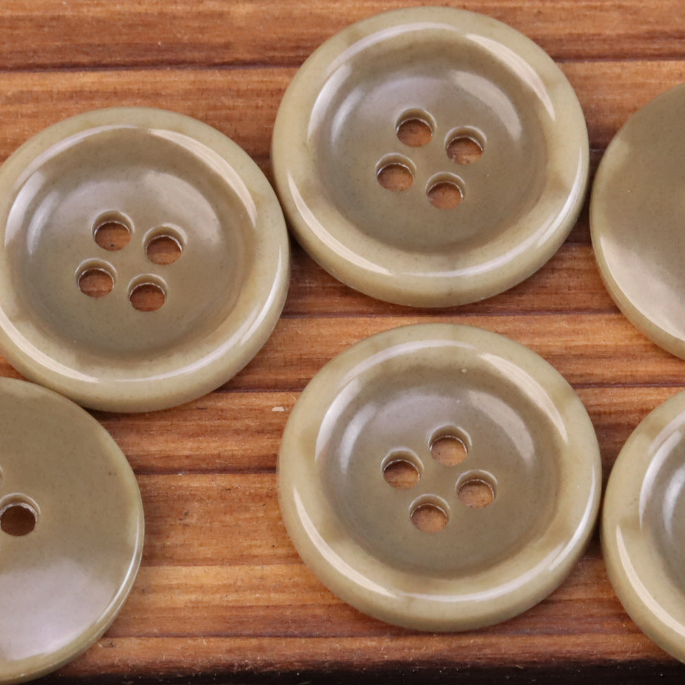 Imitation horn texture urea buttons, beige, 4-hole, for jackets (30-pack)