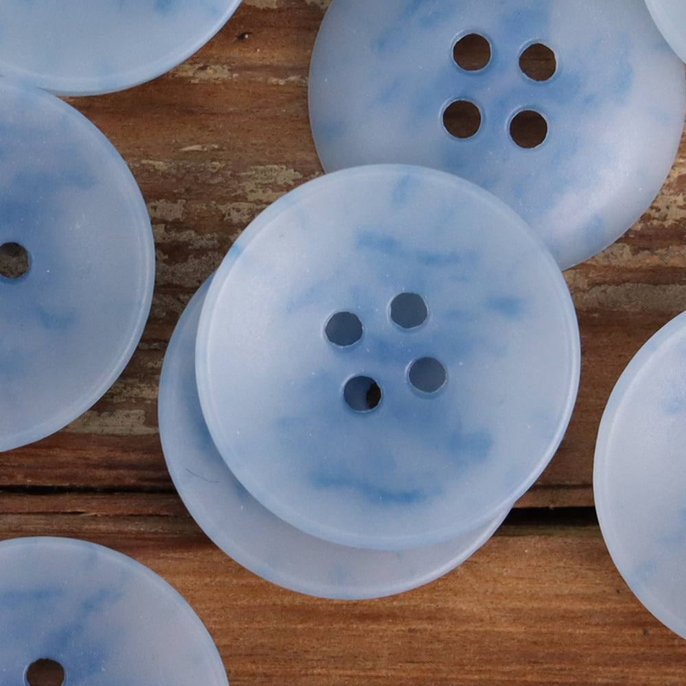 Light blue 4-hole buttons, bowl-shaped, smooth matte surface, multiple buttons